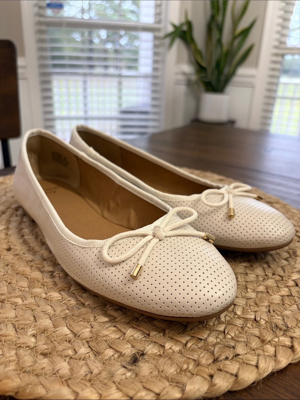 Crown & Ivy Larissa Perforated Leather Ballet Flats US 9M
